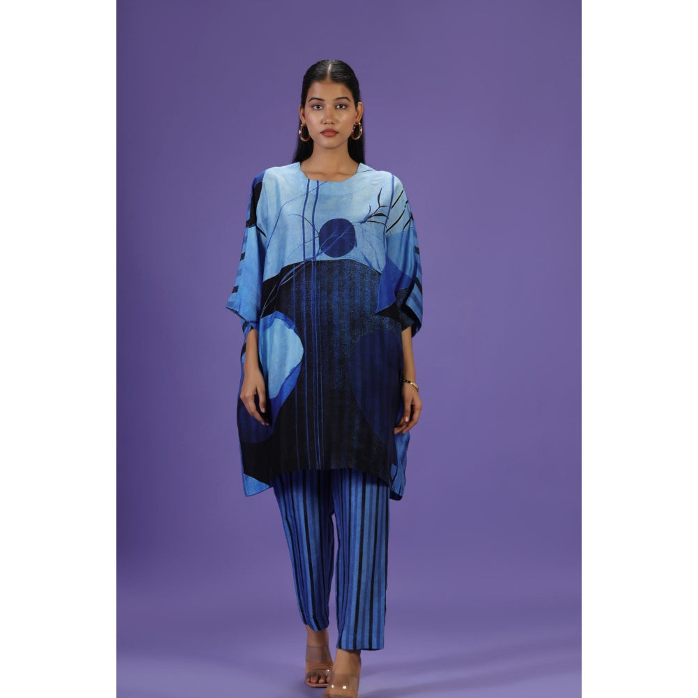 Label Radini Blue Eclipse Kurta Style Kaftan with Pant