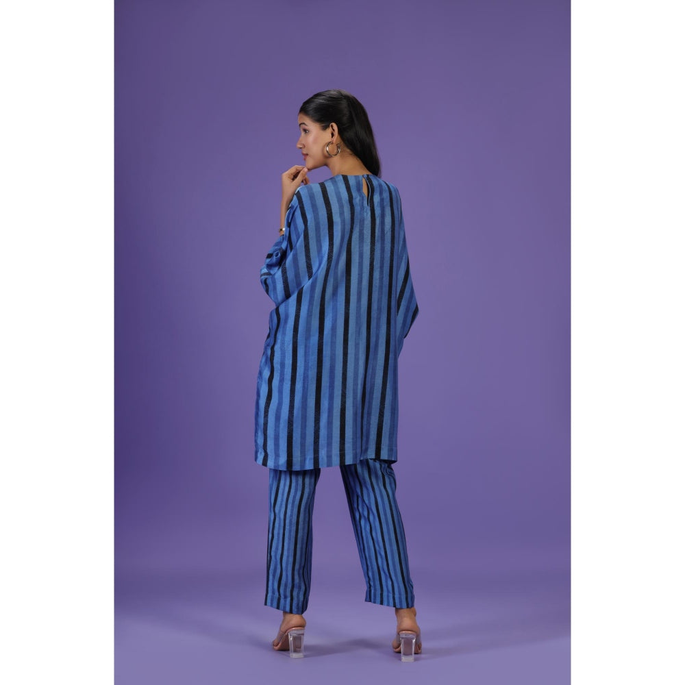 Label Radini Blue Eclipse Kurta Style Kaftan with Pant