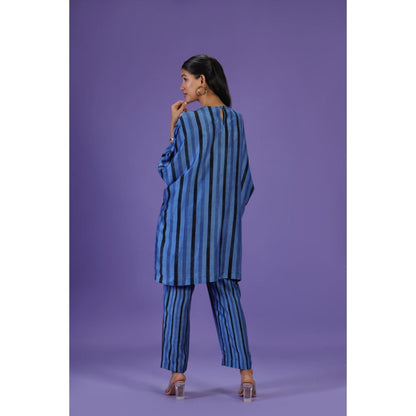 Label Radini Blue Eclipse Kurta Style Kaftan with Pant