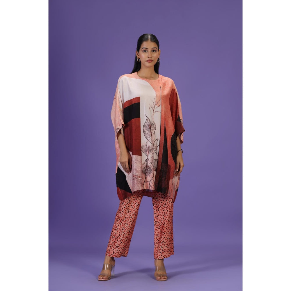 Label Radini Amber Drift Short Kaftan with Pant - Multi-Color