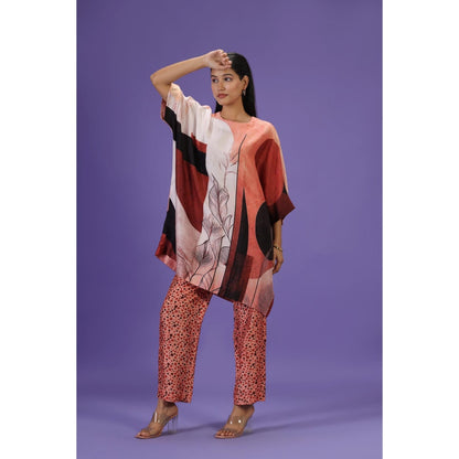Label Radini Amber Drift Short Kaftan with Pant - Multi-Color