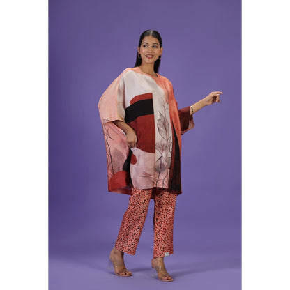 Label Radini Amber Drift Short Kaftan with Pant - Multi-Color