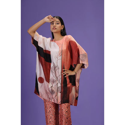 Label Radini Amber Drift Short Kaftan with Pant - Multi-Color
