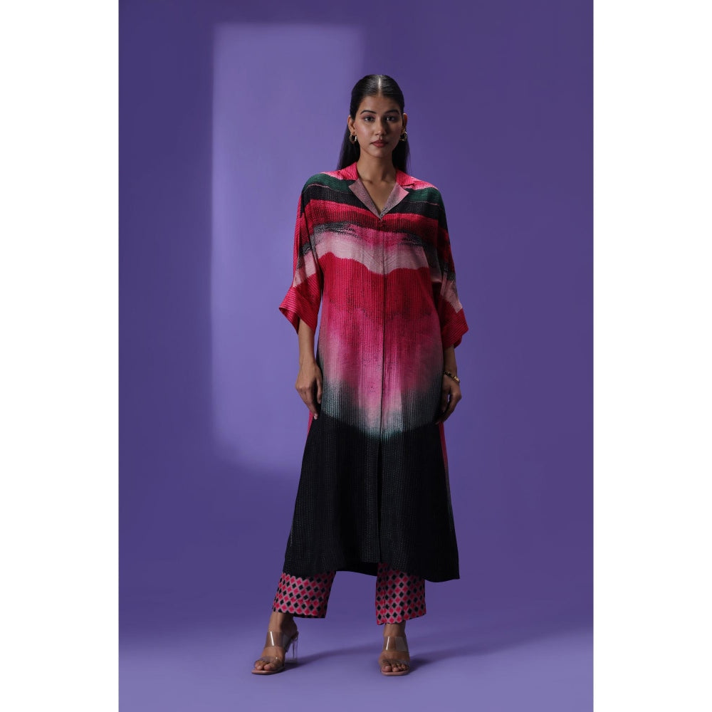 Label Radini Midnight Blush Long Kurta with Pant - Multi-Color