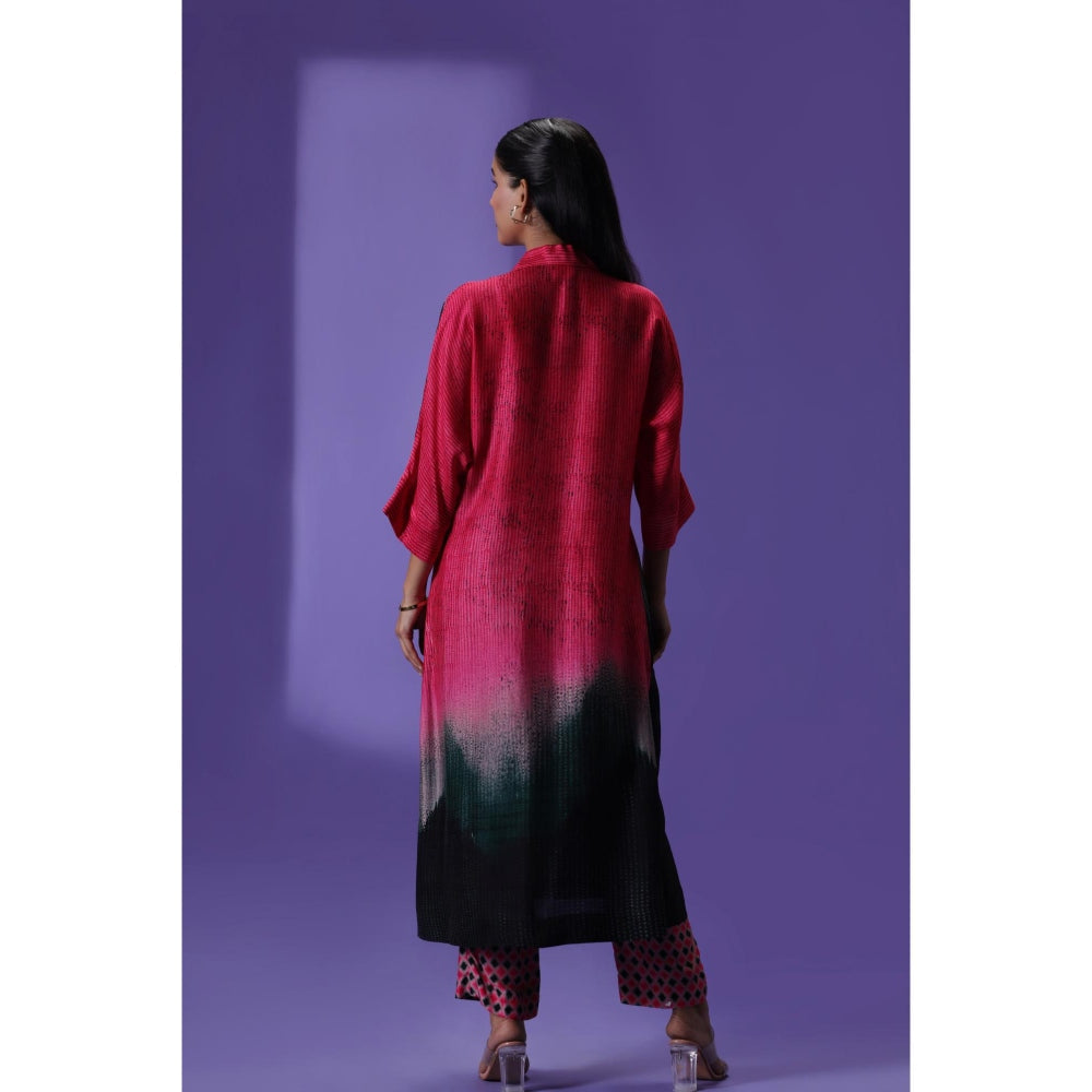 Label Radini Midnight Blush Long Kurta with Pant - Multi-Color
