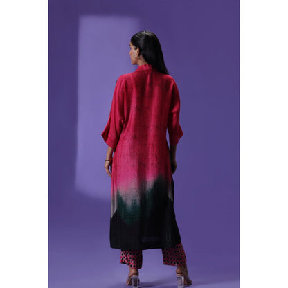 Label Radini Midnight Blush Long Kurta with Pant - Multi-Color