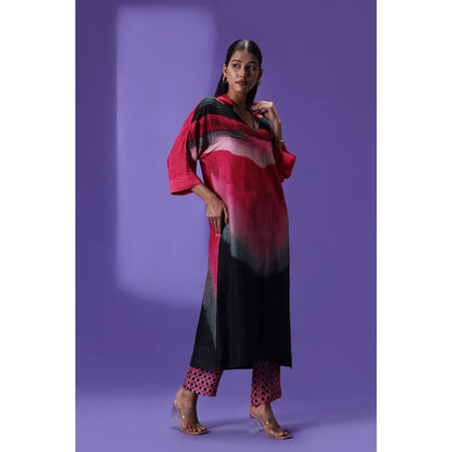 Label Radini Midnight Blush Long Kurta with Pant - Multi-Color