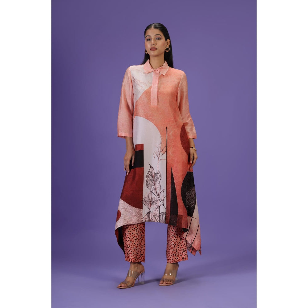 Label Radini Sunset Serenade Long Kurta with Pant - Peach