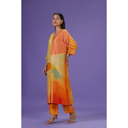 Label Radini Sunkissed Aura Long Kurta with Pant - Multi-Color