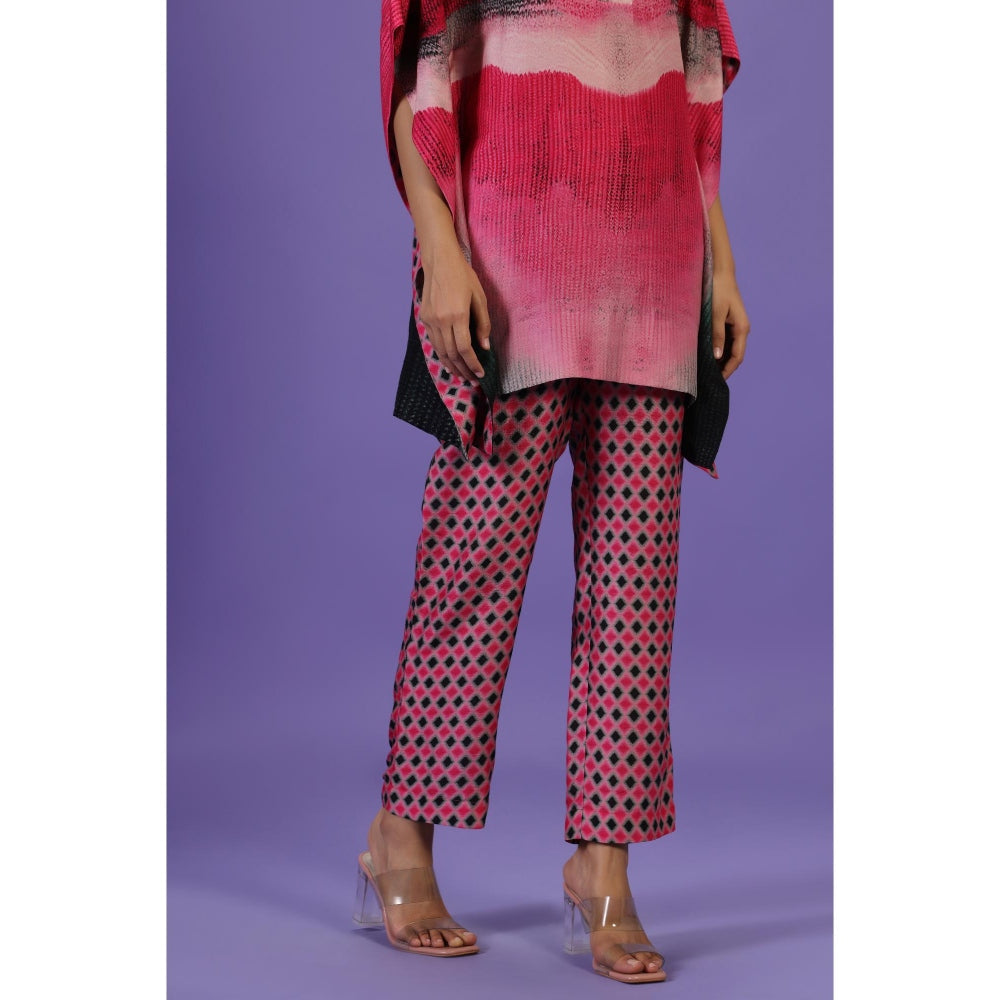 Label Radini Rose Noir Short Kaftan with Pant - Pink