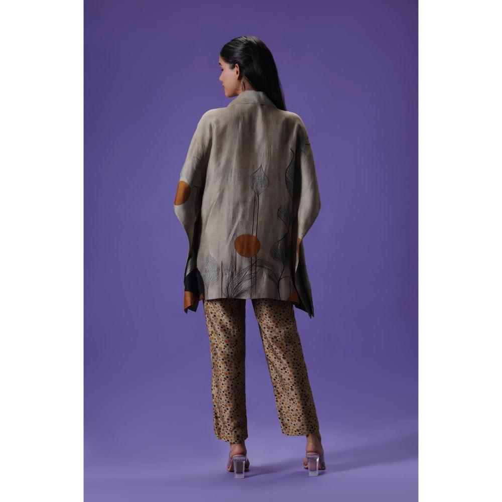 Label Radini Earthern Luxe Short Kaftan with Pant - Multi-Color