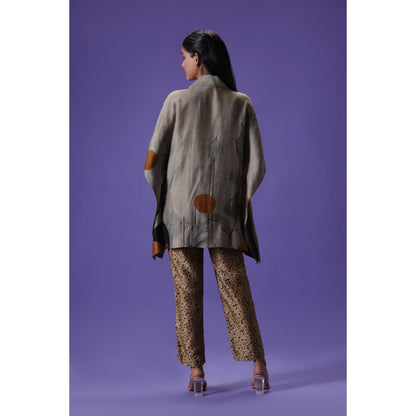 Label Radini Earthern Luxe Short Kaftan with Pant - Multi-Color