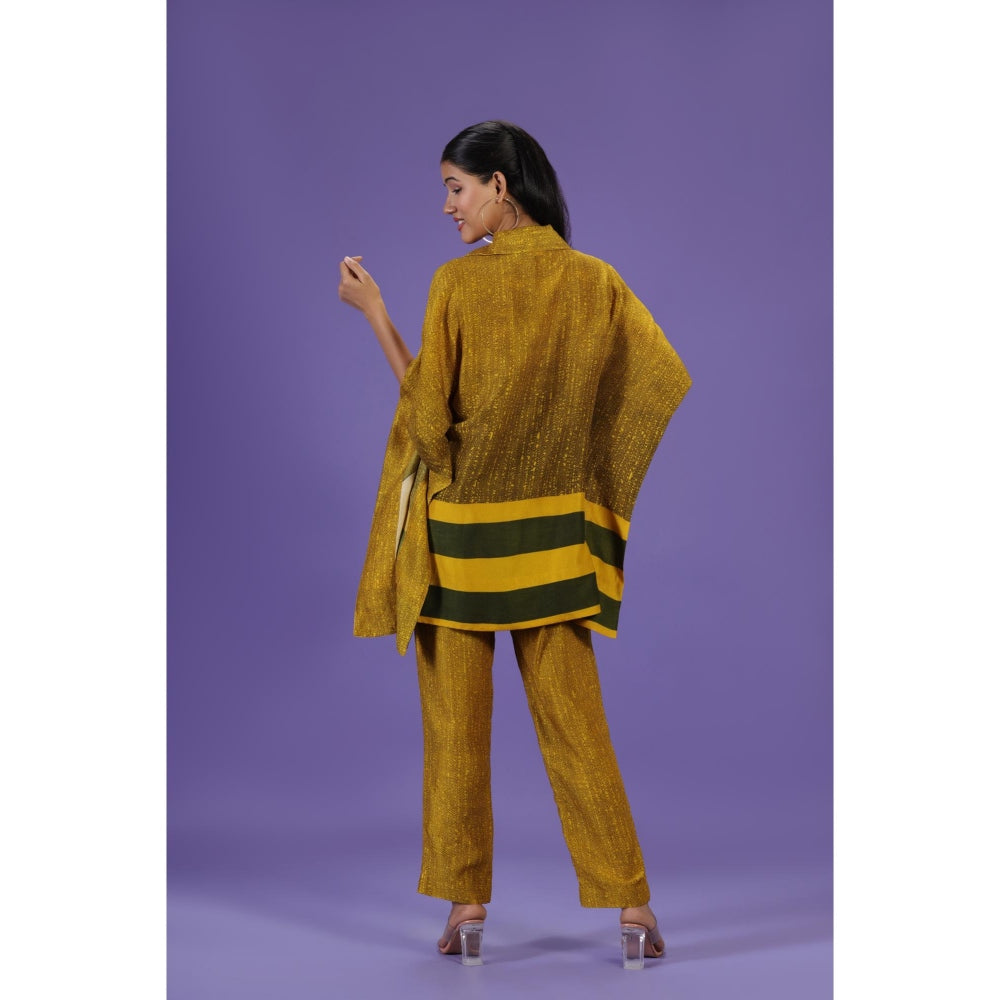 Label Radini Golden Mirage Short Kaftan with Pant - Mustard