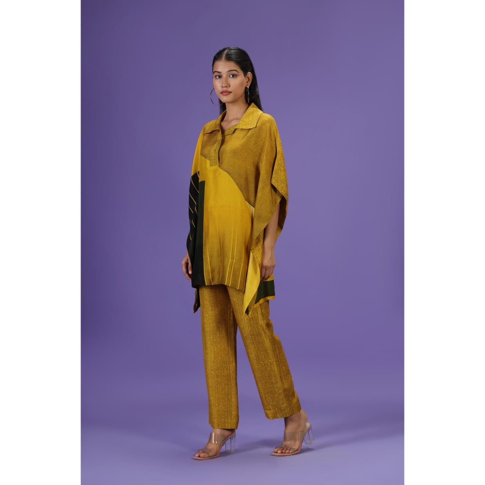 Label Radini Golden Mirage Short Kaftan with Pant - Mustard