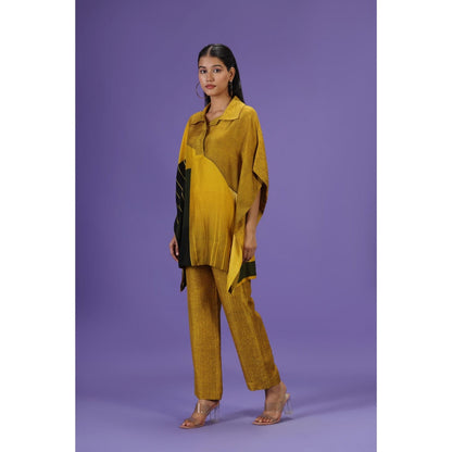 Label Radini Golden Mirage Short Kaftan with Pant - Mustard