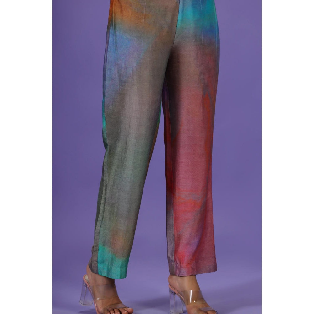 Label Radini Mystic Petals Long Kurta with Pant - Multi-Color