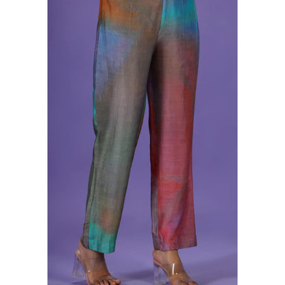 Label Radini Mystic Petals Long Kurta with Pant - Multi-Color