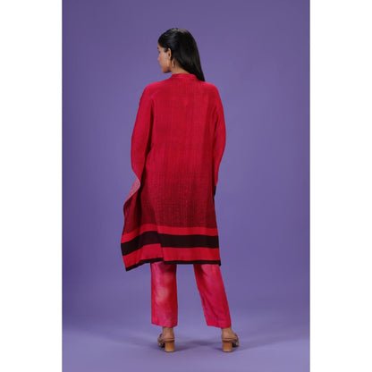Label Radini Urban Crimson Mid Length Kaftan with Pant - Pink