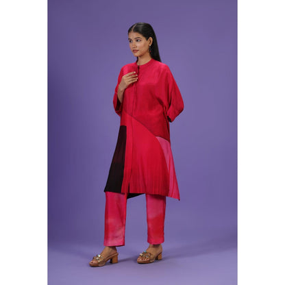 Label Radini Urban Crimson Mid Length Kaftan with Pant - Pink