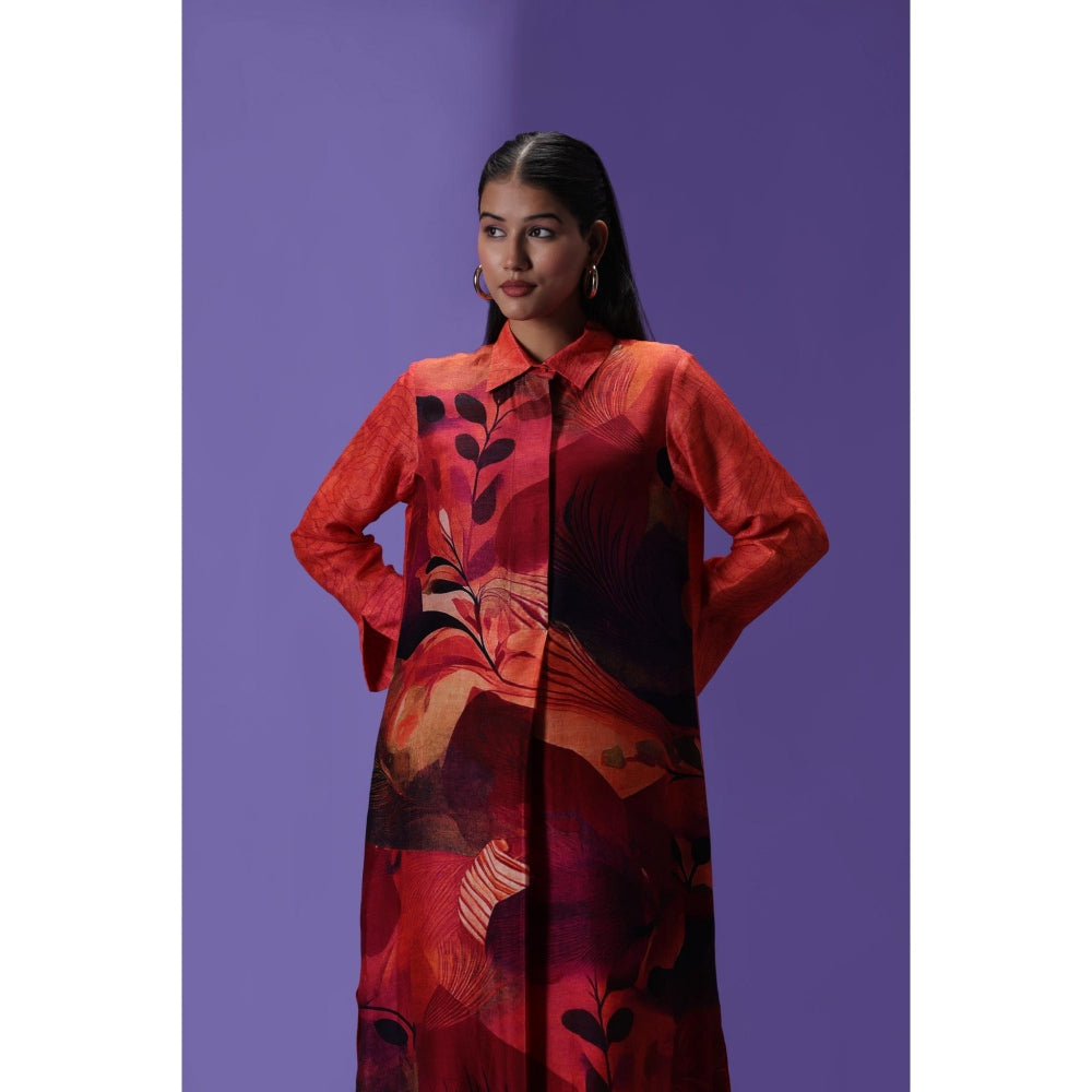 Label Radini Inferno Chic Long Kurta with Pant - Multi-Color