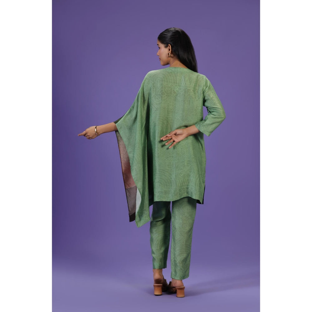 Label Radini Olive Poise Short Kaftan with Pant - Green