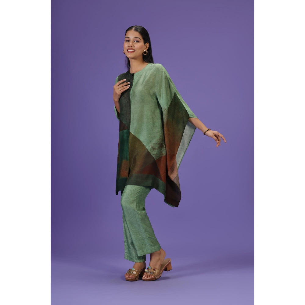 Label Radini Olive Poise Short Kaftan with Pant - Green