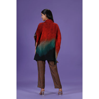 Label Radini Celestial Flow Short Kaftan with Pant - Multi-Color