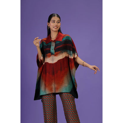 Label Radini Celestial Flow Short Kaftan with Pant - Multi-Color