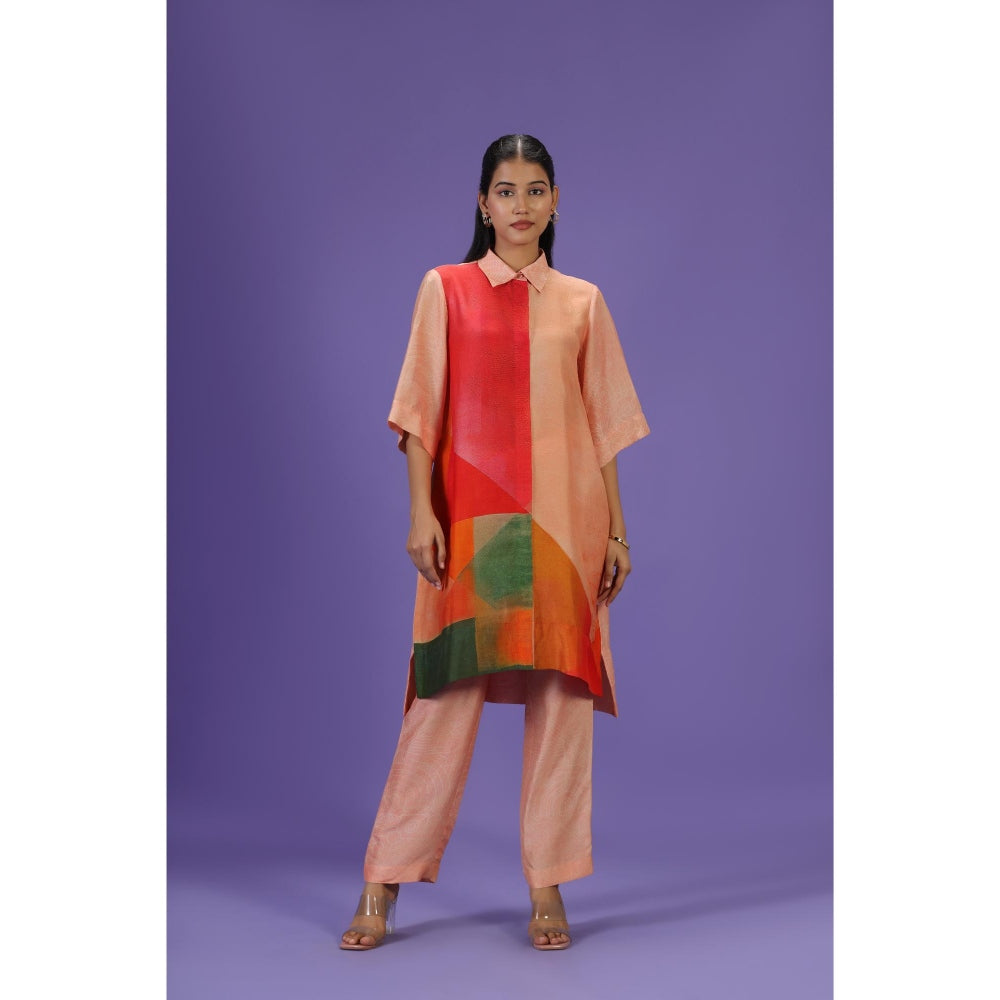 Label Radini Tangerine Bliss Mid Length Kurta with Pant - Peach