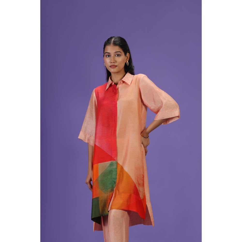 Label Radini Tangerine Bliss Mid Length Kurta with Pant - Peach