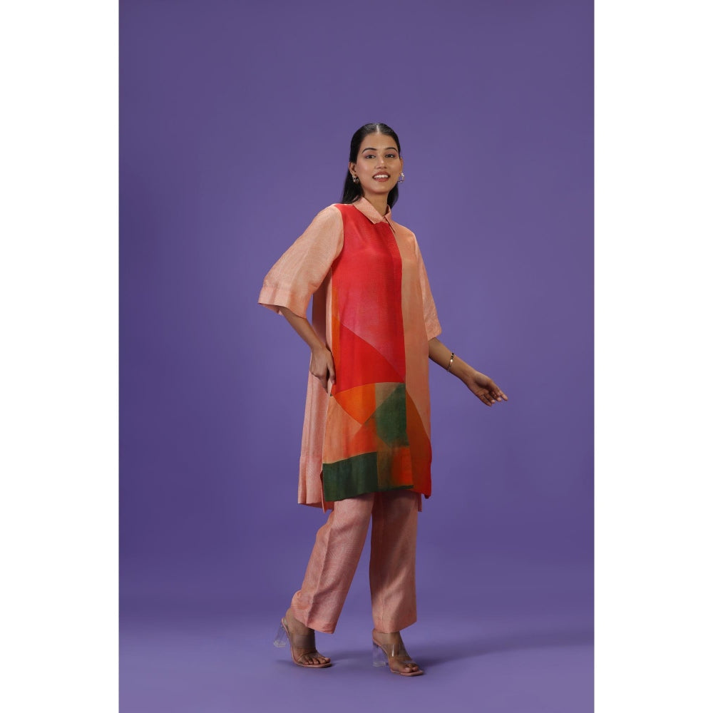 Label Radini Tangerine Bliss Mid Length Kurta with Pant - Peach