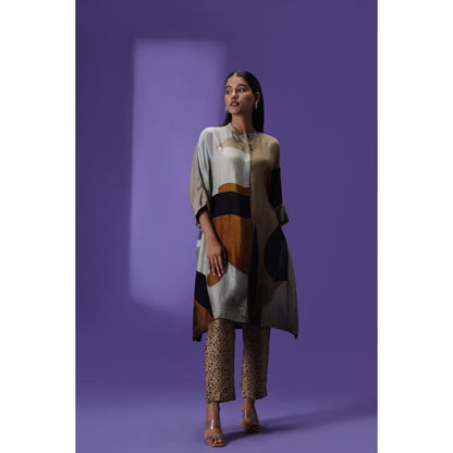 Label Radini Mocha Mirage Middle Length Co-Ord Set - Grey