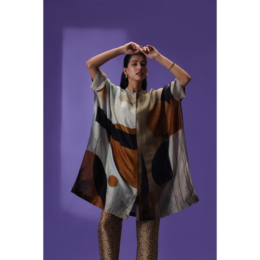 Label Radini Mocha Mirage Middle Length Co-Ord Set - Grey