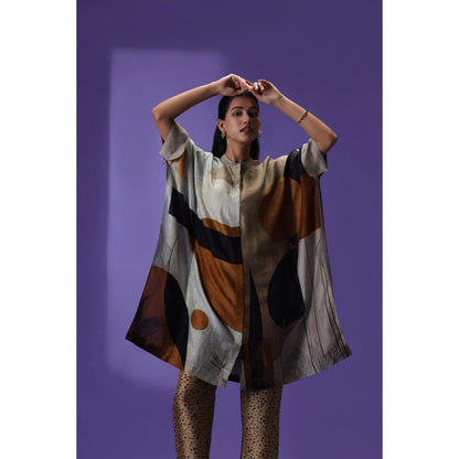 Label Radini Mocha Mirage Middle Length Co-Ord Set - Grey