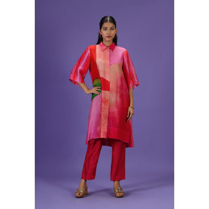 Label Radini Fiery Grace Middle Length Kurta with Pant - Red