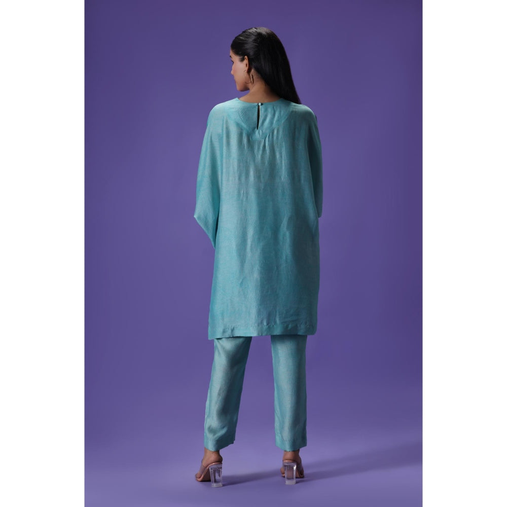 Label Radini Serene Blossom Short Kurta with Pant - Turquoise