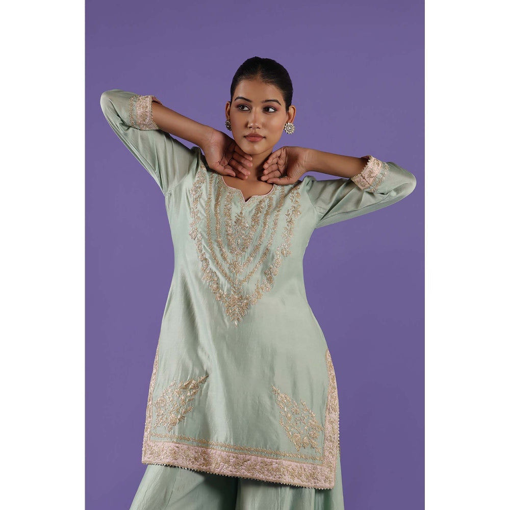 Label Radini Mrunali Sharara with Kurta and Dupatta - Blue