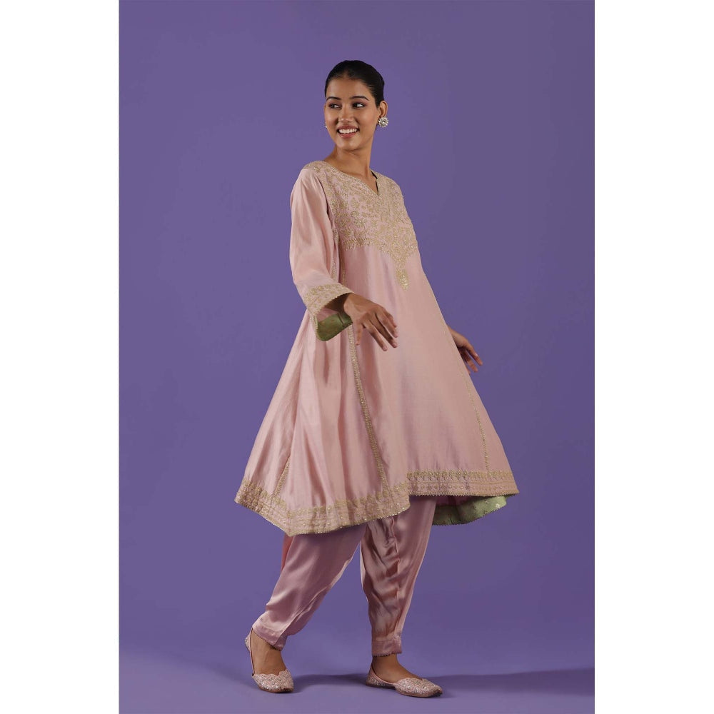 Label Radini Manorita Choga Salwar Pant with Kurta - Pink