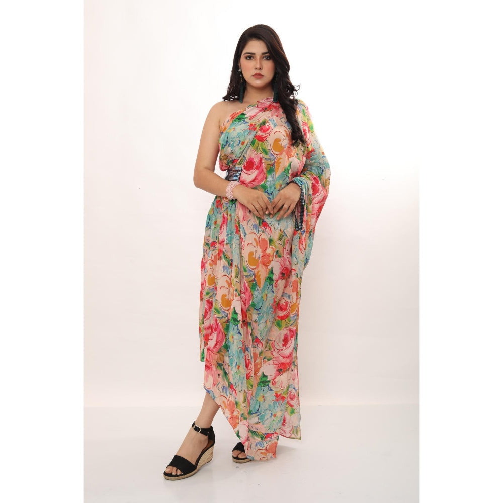 LABEL NIYAMI Floral One Shoulder Bold Midi Dress