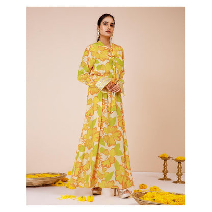 LABEL NIYAMI Sunflower Tie-Up Maxi Dress