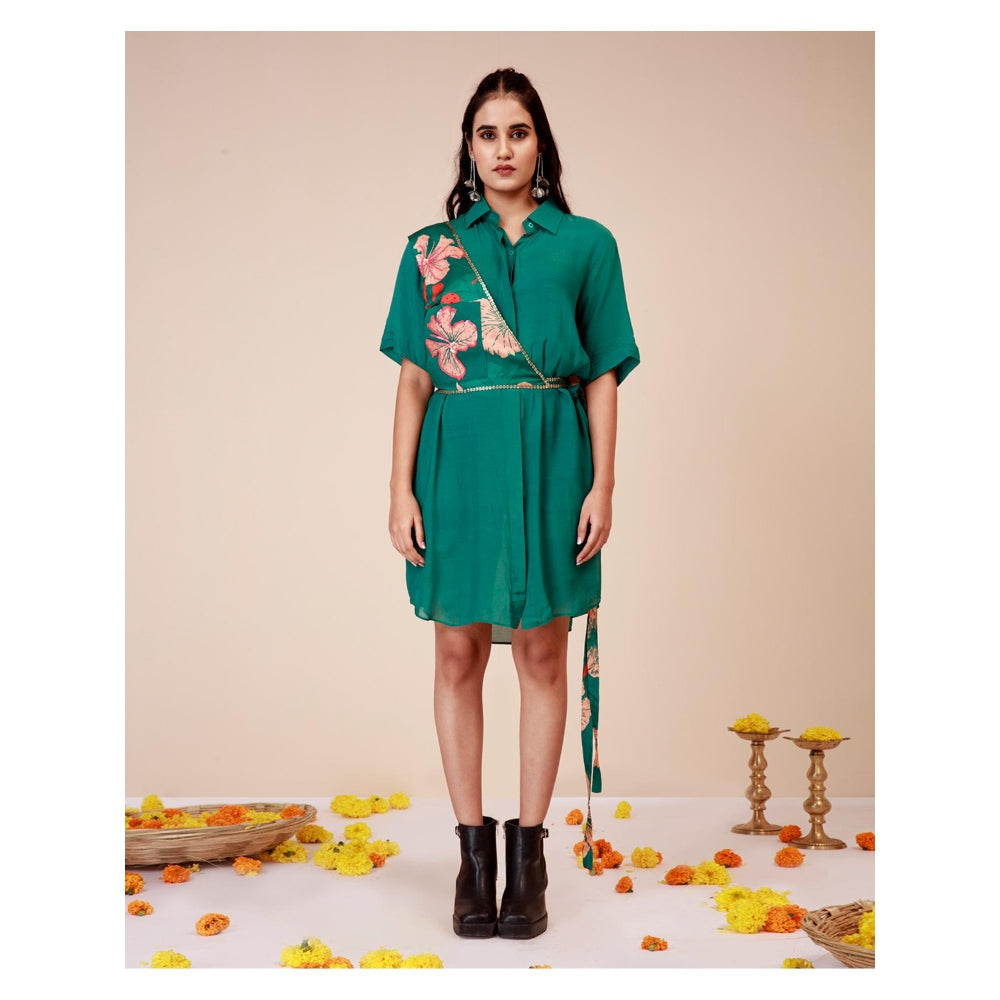 LABEL NIYAMI Hibiscus Shoulder Harness Mini Dress