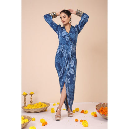 LABEL NIYAMI Celtic Cuffed Blue Maxi Dress