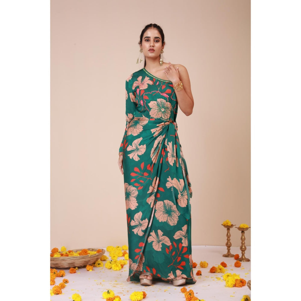 LABEL NIYAMI Hibiscus One Shoulder Tie-Up Maxi Dress