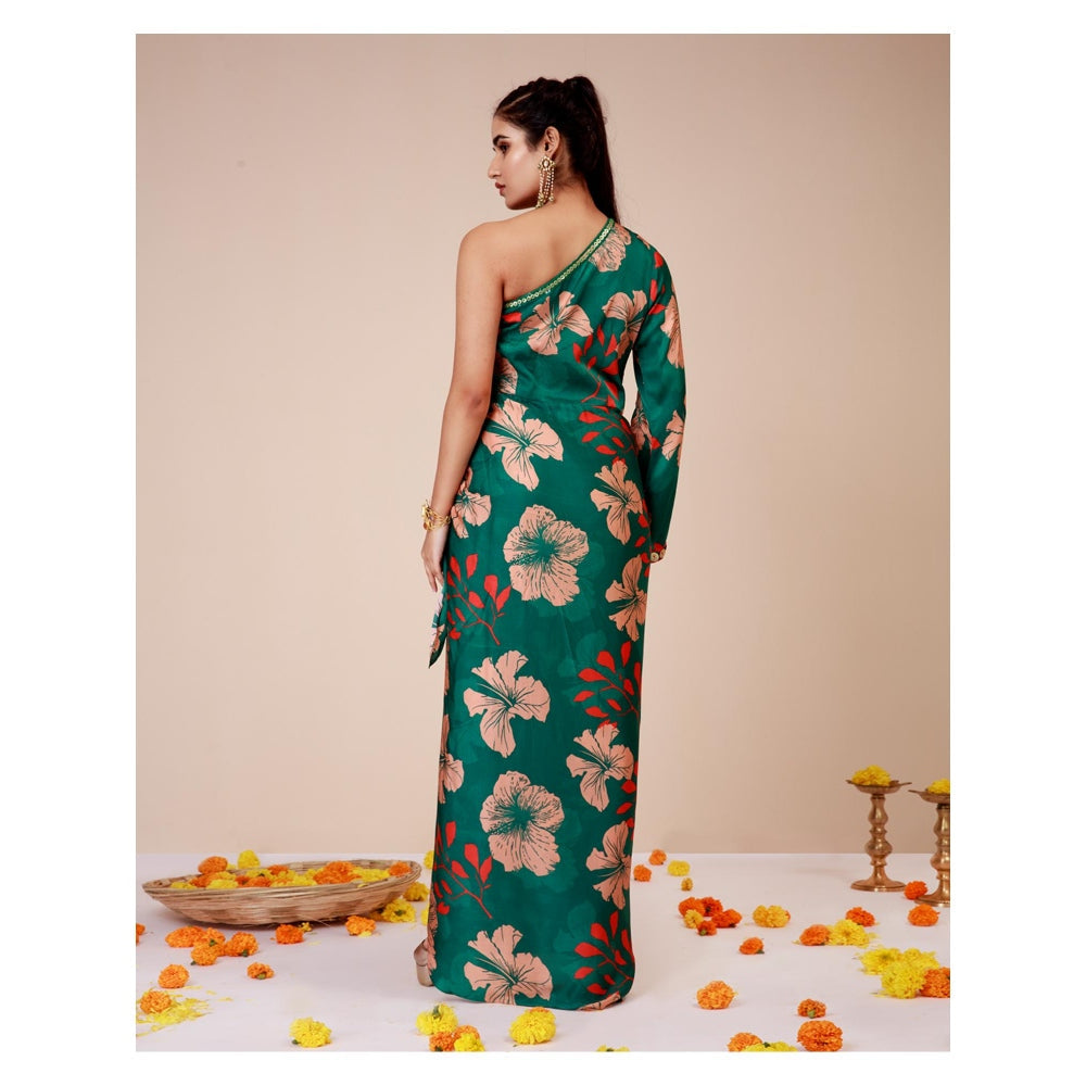 LABEL NIYAMI Hibiscus One Shoulder Tie-Up Maxi Dress