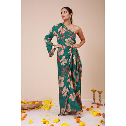 LABEL NIYAMI Hibiscus One Shoulder Tie-Up Maxi Dress