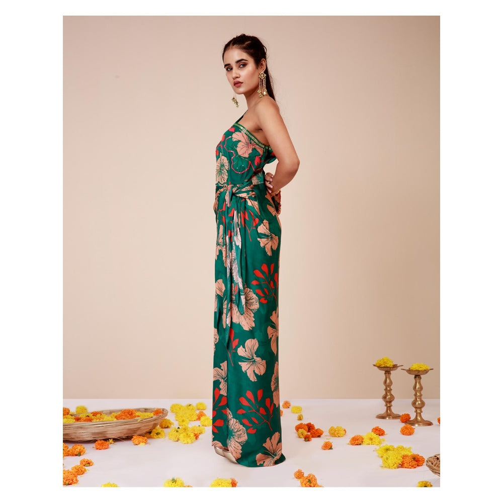 LABEL NIYAMI Hibiscus One Shoulder Tie-Up Maxi Dress