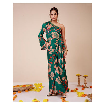 LABEL NIYAMI Hibiscus One Shoulder Tie-Up Maxi Dress