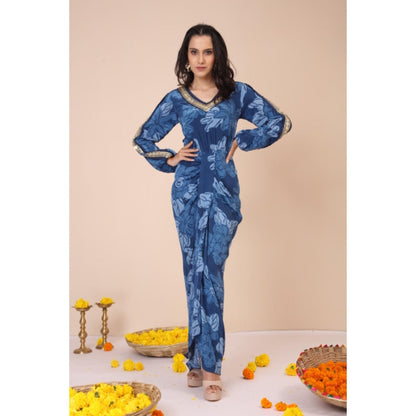 LABEL NIYAMI Celtic Blue Drape Maxi Dress