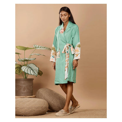 LABEL NIYAMI Nirvi Clover Green Trench Coat Knee Length Dress