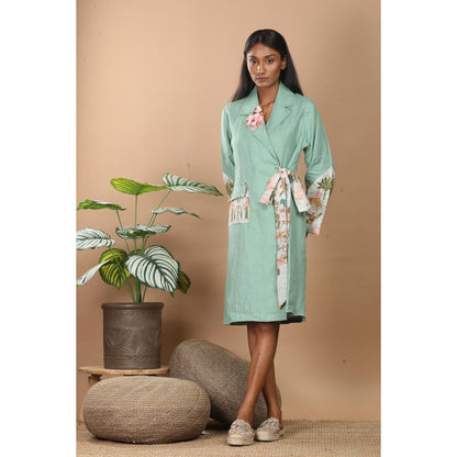 LABEL NIYAMI Nirvi Clover Green Trench Coat Knee Length Dress